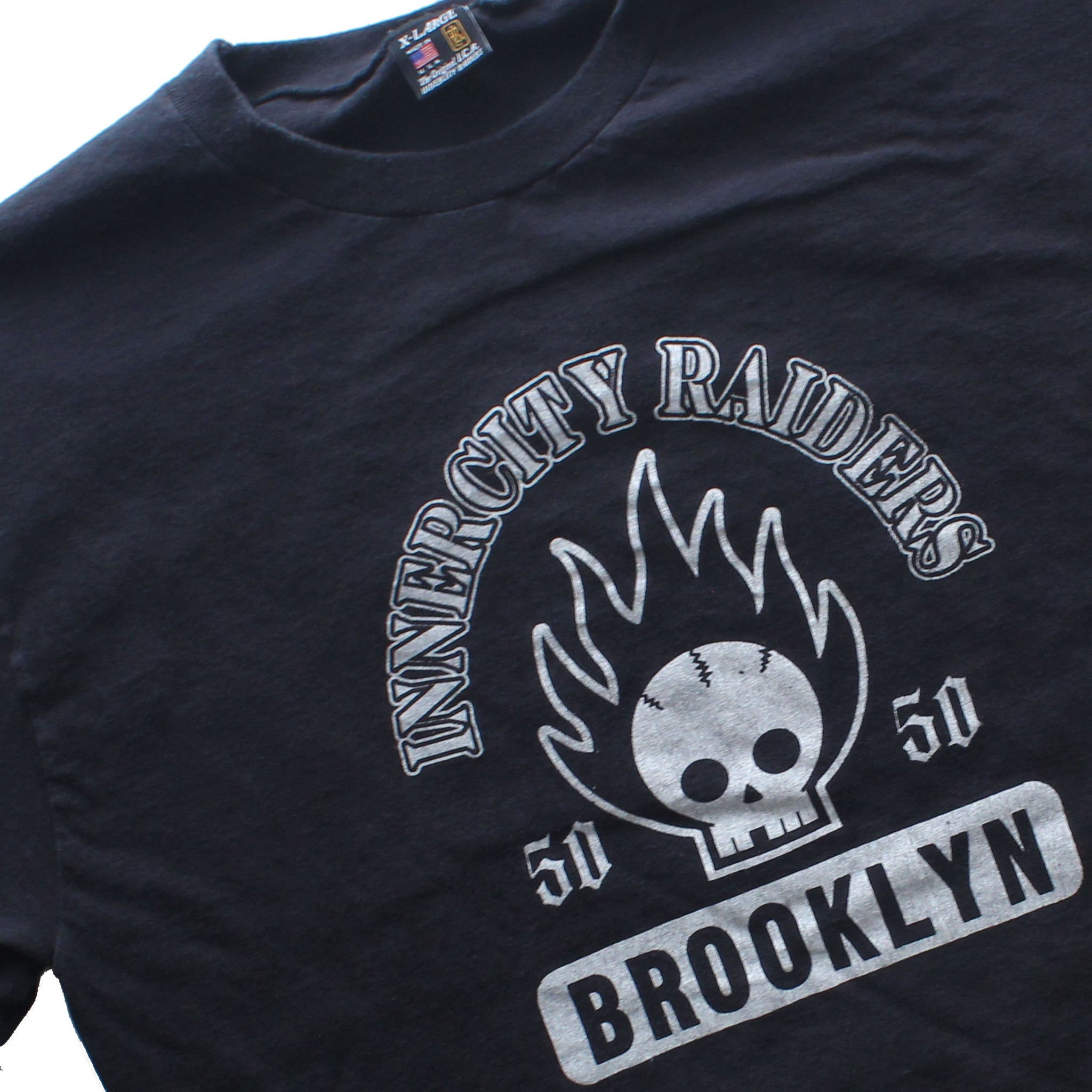 BROOKLYN SKULL T/ BLK w WHT /XL